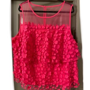 Eva Franco Anthropologie Plus Hot Pink Floral Top